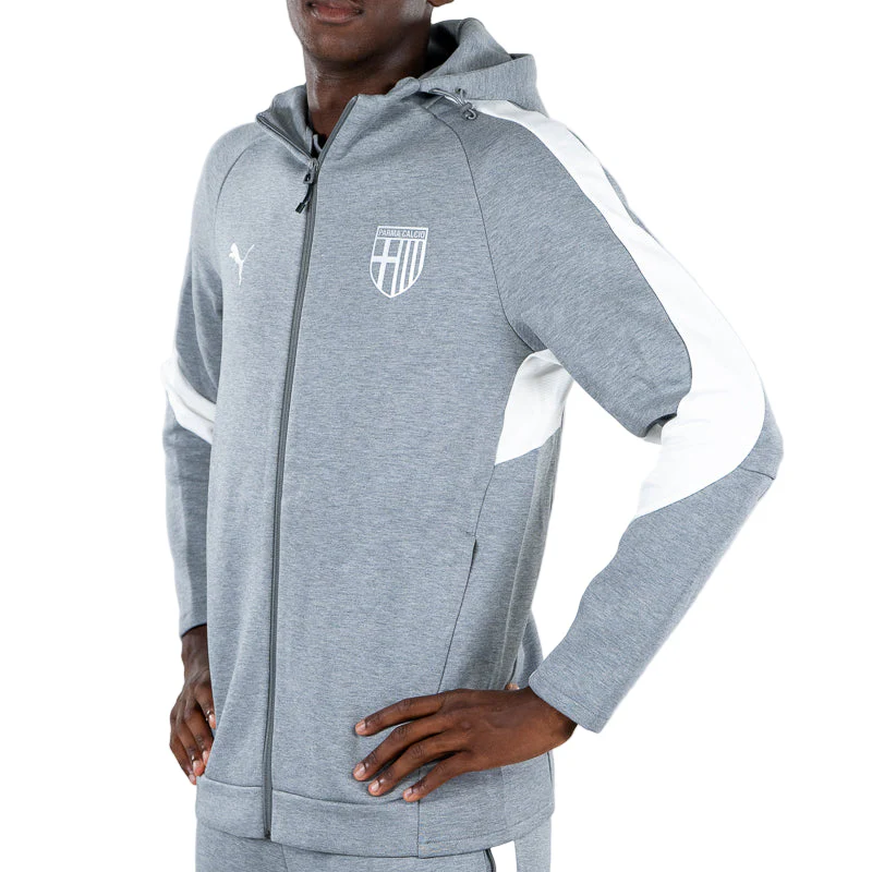 Felpa Hooded Evostripe Zip Grigia - Parma Calcio