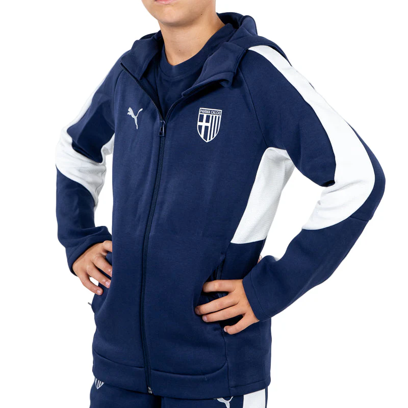 Felpa Junior Hooded Evostripe Zip Blu Navy - Parma Calcio