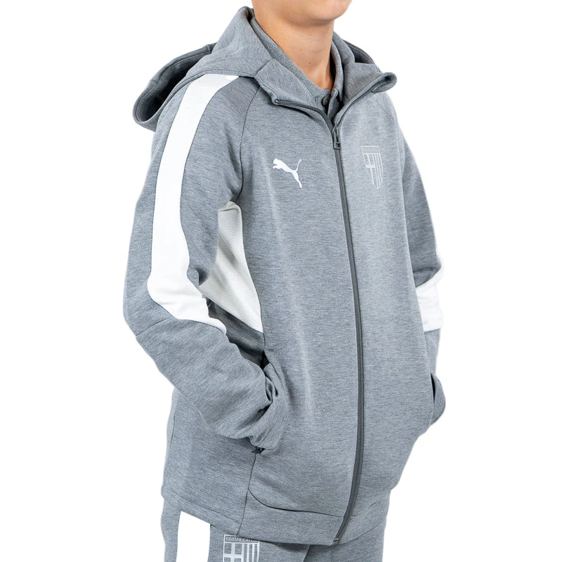 Felpa Junior Hooded Evostripe Zip Grigia - Parma Calcio - Image 3