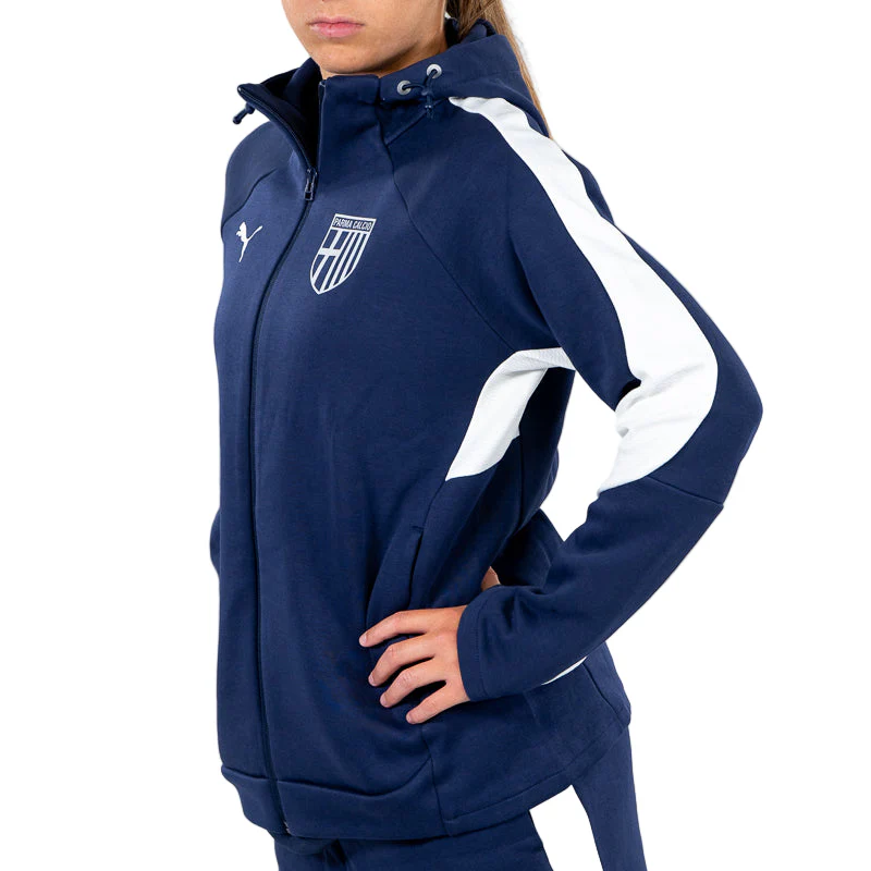 Felpa Woman Hooded Evostripe Zip Blu Navy - Parma Calcio