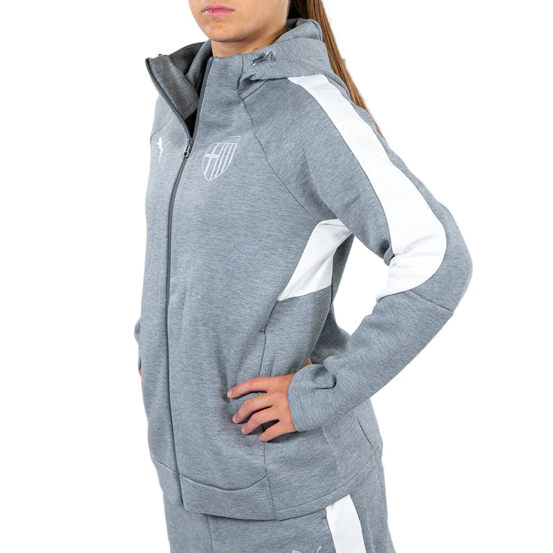 Felpa Woman Hooded Evostripe Zip Grigia - Parma Calcio